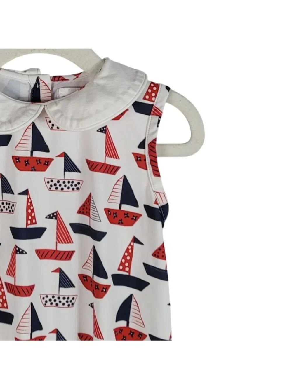 Cecil and Lou Sailboats Bubble Romper Red White Blue 12M Sleeveless Patriotic